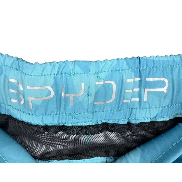 Spyder Swim Trunks Mens XXL Geometric Blue Brief  Lined Pockets & Drawstring - Picture 8 of 10